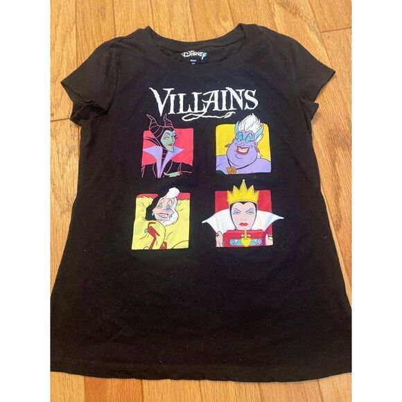 Disney Villains, kid's black short sleeve graphic t shirt size XL - Picture 1 of 5